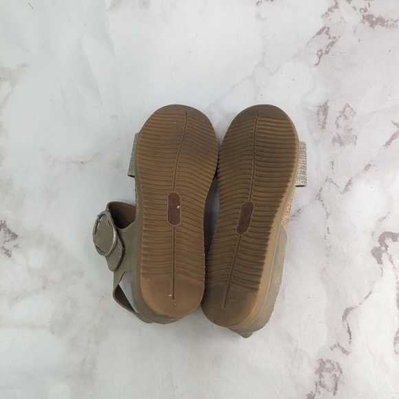 Sofft Sandals Womens 11 Metallic Gold Brown  Euro Buckle Ankle Strap Flat Greek - Picture 6 of 11